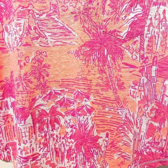 Lilly Pulitzer Sz XS Duval Top Linen Pink Cheeky Melon Rule Breakers NWT… - Picture 5 of 9